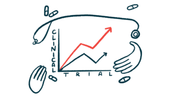 An illustration showing positive changes are seen in a clinical trial.