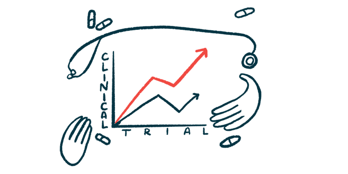 An illustration showing positive changes are seen in a clinical trial.