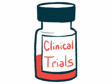 This illustration shows a bottle labeled clinical trials.