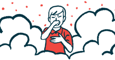 An illustration of man coughing.