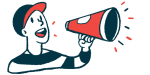 A person shouts into a megaphone.