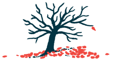 An illustration of a tree with fallen leaves on the ground.